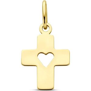 14K geelgoud hanger kruis en hartje 18 mm 4034255