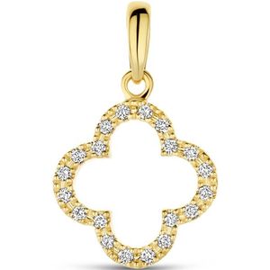 14K geelgoud hanger bloem diamant 0.07ct h si 17 mm 4032223