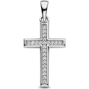 zilver gerhodineerd hanger kruis zirkonia 1336805