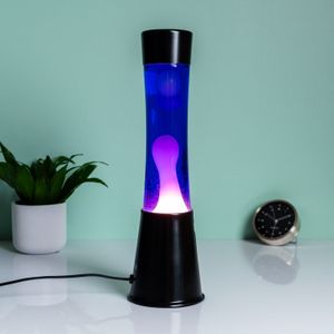 Fisura - Lava Lamp - paars met witte Lava - zwarte voet