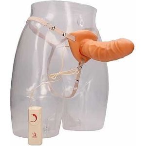 Hollow Vibrating Strap On Extender - Flesh