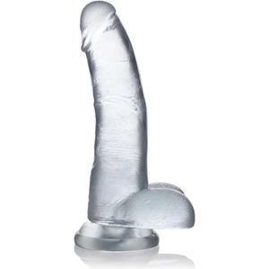 8 Inch C-Thru Dong with Balls - Clear