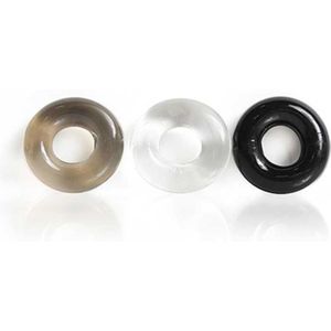 Triple Play Cock Ring - Black - Gray - Clear