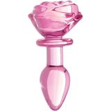 Glass Small Anal Plug - Pink Rose