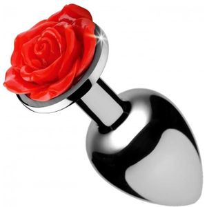 Red Rose Butt Plug - Large - Red