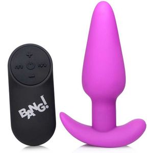 21X Vibrating Silicone Butt Plug with Remote Control - Purple