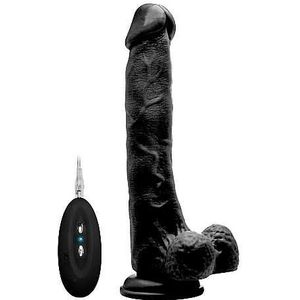 Vibrating Realistic Cock - 10" - With Scrotum - Black