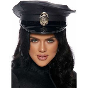 Vinyl Patrol Hat with Badge - Black