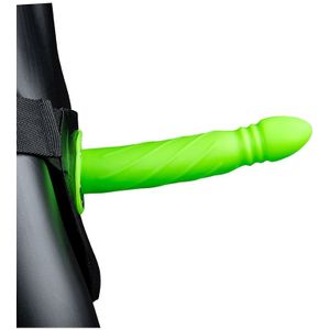 Twisted Hollow Strap-on - 8'' / 20 cm - GitD - Neon Green