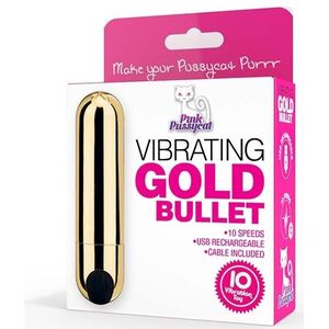 Pink Pussycat Vibrating Gold Bullet - Gold