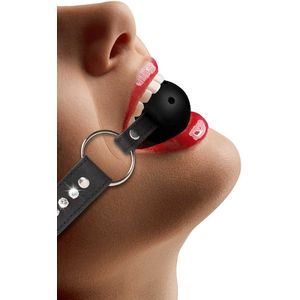 Breathable Ball Gag - with Diamond Studded Straps - Black