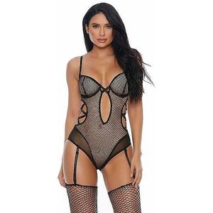 Caught In The Feels Teddy with Garter Straps - Black XL