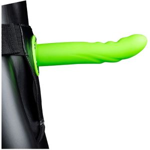 Textured Curved Hollow Strap-on - 8'' / 20 cm - GitD - Green