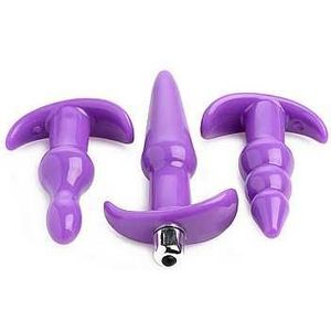 4 Piece Vibrating Anal Plug Set - Purple