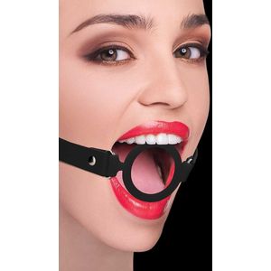 Silicone Ring Gag - With Leather Straps - Black