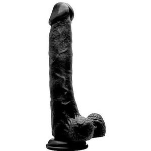 Realistic Cock - 10" - With Scrotum - Black