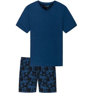 Schiesser shortama blauw geprint