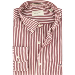 Gant casual overhemd bordeaux gestreept katoen borstzak