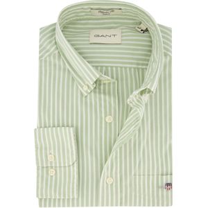 Katoenen Gant overhemd borstzak regular fit groen gestreept