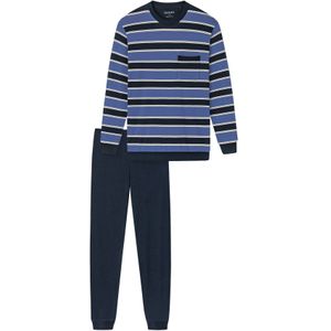 Schiesser pyjama gestreept katoen donkerblauw