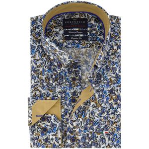 Heren overhem Portofino katoen Regular Fit blauwe print