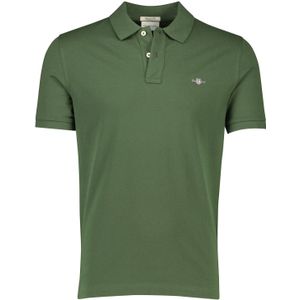 Gant casual polo normale fit groen effen katoen