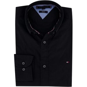 Tommy Hilfiger shirt stretch zwart Slim Fit