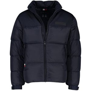 winterjas Tommy Hilfiger donkerblauw effen rits normale fit