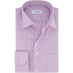 Eton business overhemd Classic Fit roze geruit katoen normale fit met borstzak