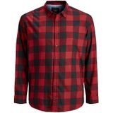 Jack & Jones casual overhemd Plus Size rood geruit katoen wijde fit