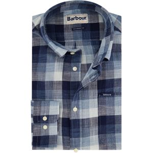 Barbour geruit overhemd tailored fit donkerblauw