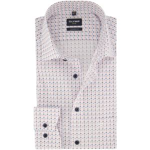 Olymp luxor overhemd modern fit wit geprint borstzak katoen