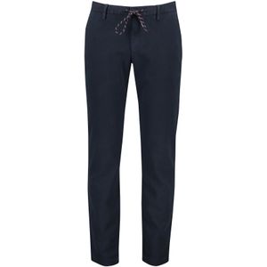 katoenen broek Alberto effen donkerblauw katoen slim fit