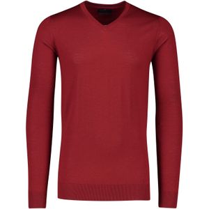 Portofino v-hals trui extra long rood wol