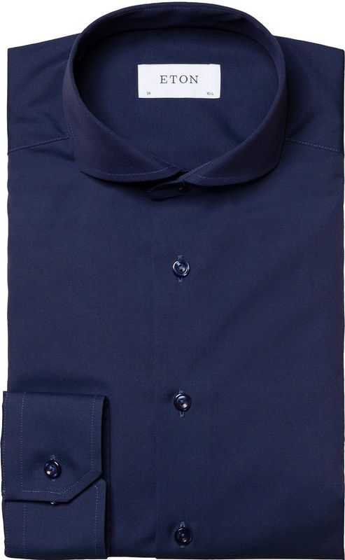 Navy Eton business overhemd katoen slim fit