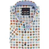 Portofino casual overhemd korte mouw met kleuren stippen 100% katoen