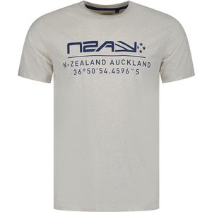 Katoenen New Zealand t-shirt normale fit off-white opdruk