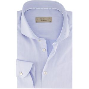 Overhemd John Miller mouwlengte 7 Tailored Fit normale fit lichtblauw effen katoen