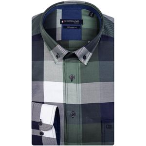 Giordano casual overhemd wijde fit groen geruit 100% katoen button-down boord