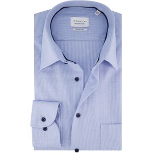 Eterna overhemd blauw lange mouw gemêleerd