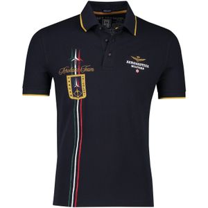 Katoenen Aeronautica Militare polo slim fit donkerblauw geprint