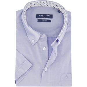 Ledub overhemd korte mouw Modern Fit normale fit lichtblauw effen katoen-linnen