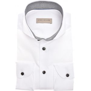 John Miller stretch overhemd Tailored Fit normale fit wit effen katoen