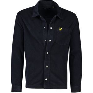 Lyle & Scott overshirt donkerblauw effen 100% katoen slim fit