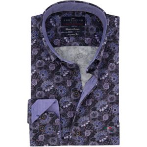 Overhemd Portofino blauwe print Regular Fit katoen