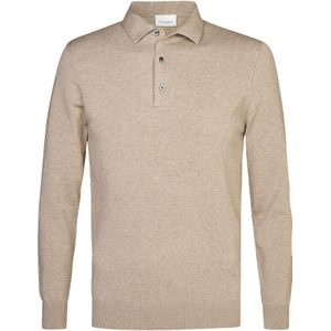 Profuomo zijde lange mouwen polo beige