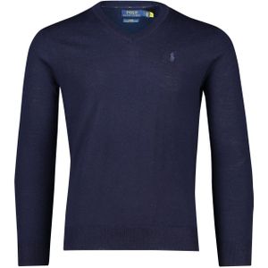 Polo Ralph Lauren trui donkerblauw effen merinowol v-hals