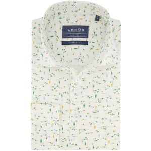 Ledub overhemd mouwlengte 7 normale fit wit geprint