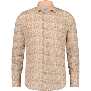 Slim fit oranje A Fish Named Fred casual overhemd geprint katoen