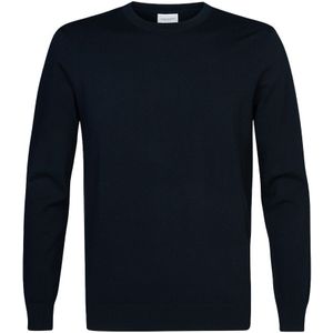 Profuomo trui met zijde ronde hals donkerblauw